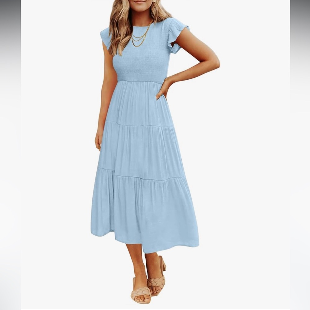 Chic Light Blue Midi Dress
